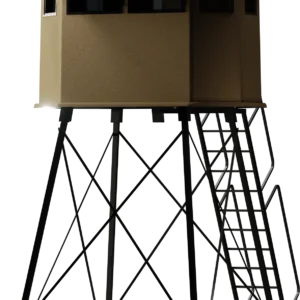 The "Lodge" Deer Blind on a 10 foot riser.